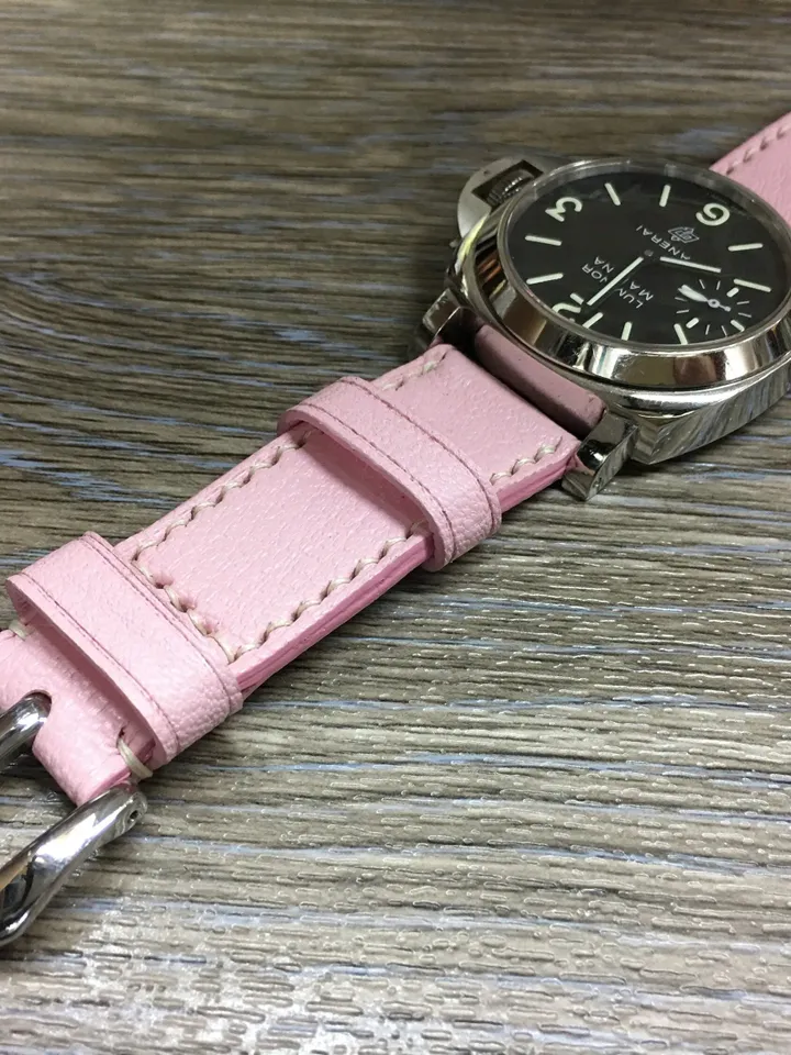 Leather watch band, leather watch strap, 24mm watch strap, Pink watch band, 24mm watch band, 26mm strap, watch band, FREE SHIPPING