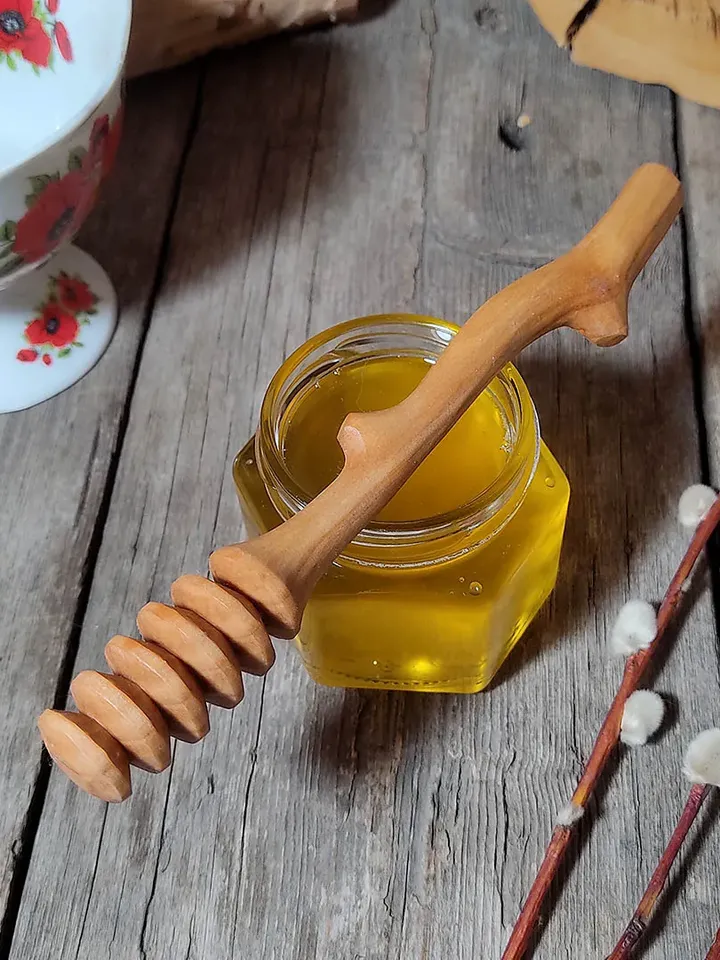 Ninth anniversary marriage gift, 9th anniversary willow wood honey spoon, Handmade honey dipper, Wooden dessert spoon