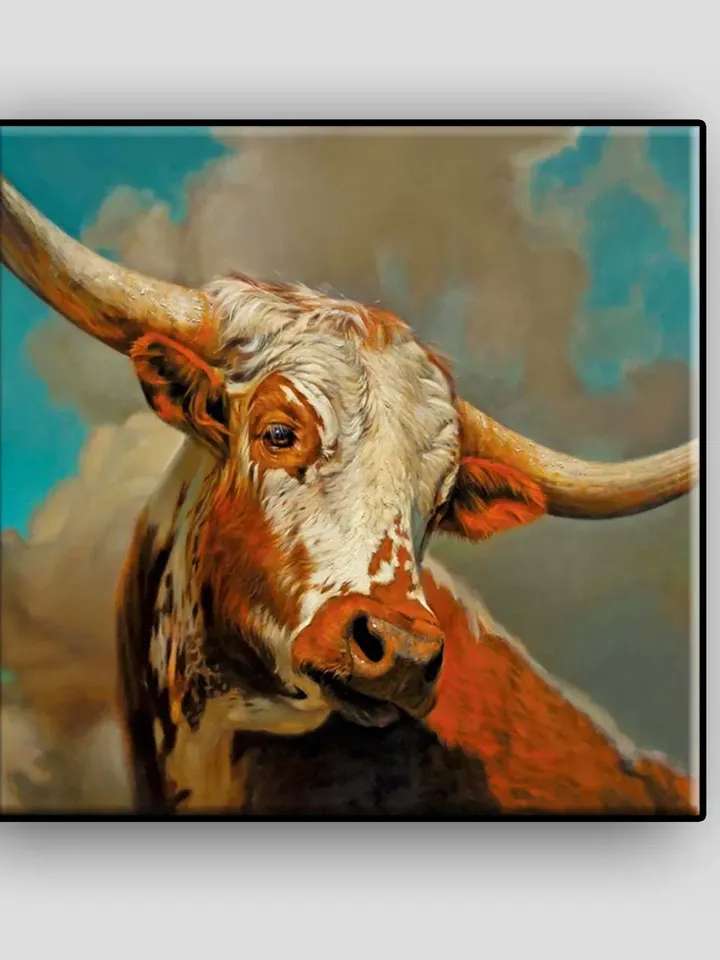 Bull Print on Canvas , Floating Frame Option, Modern Wall Art, Extra Large Canvas Wall Art