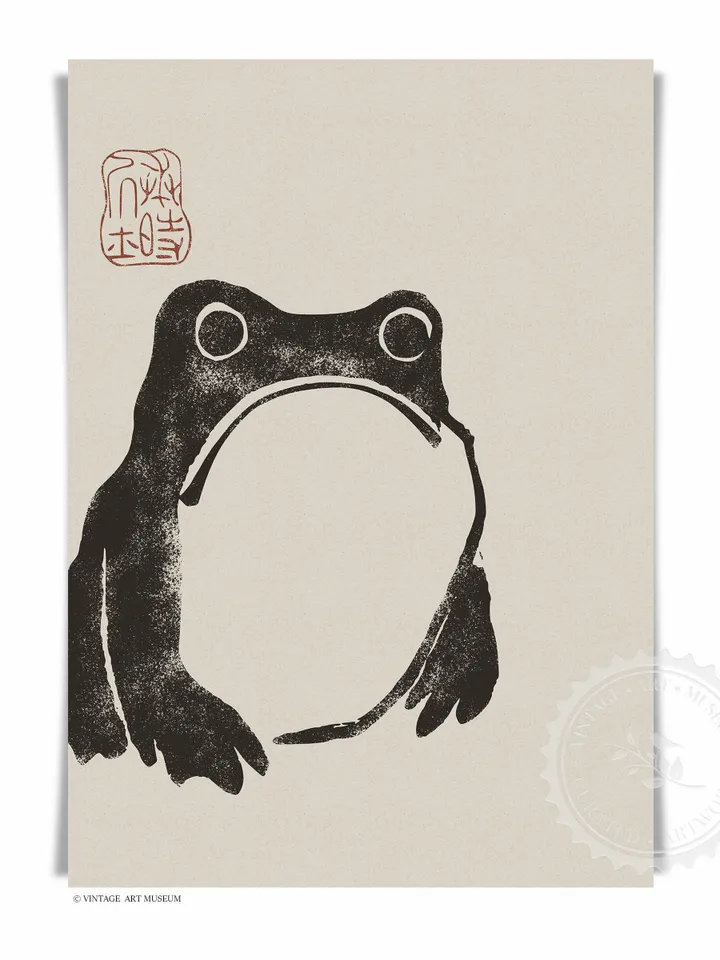 Japandi Wall Art Frog Print set of 3, Vintage Printable Primitive Decor, Matsumoto Shoji Japanese Art Downloadable | 187 S3