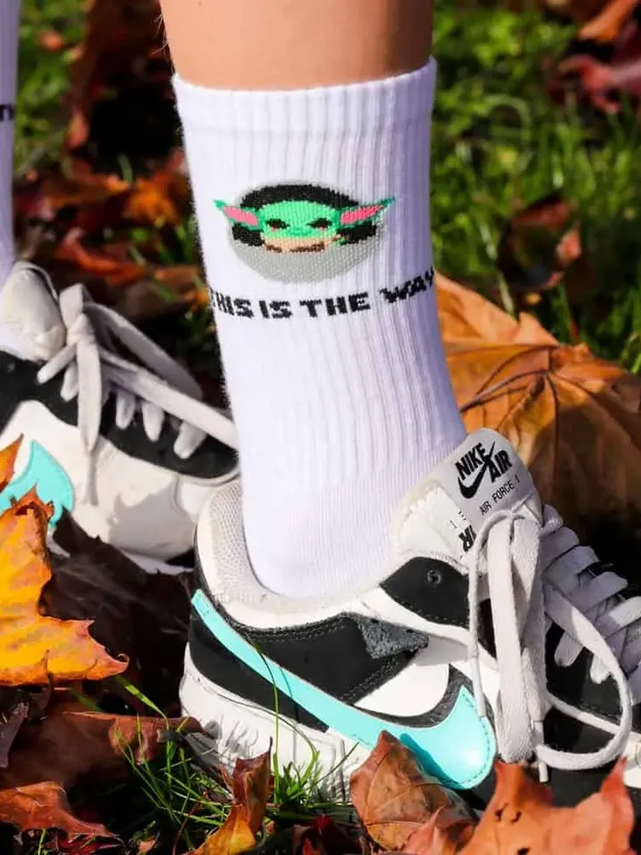 Baby Yoda cotton crew socks with baby yoda. This is the way crew socks for men . Gift idea. Star wars addicts, Mandalorion lovers