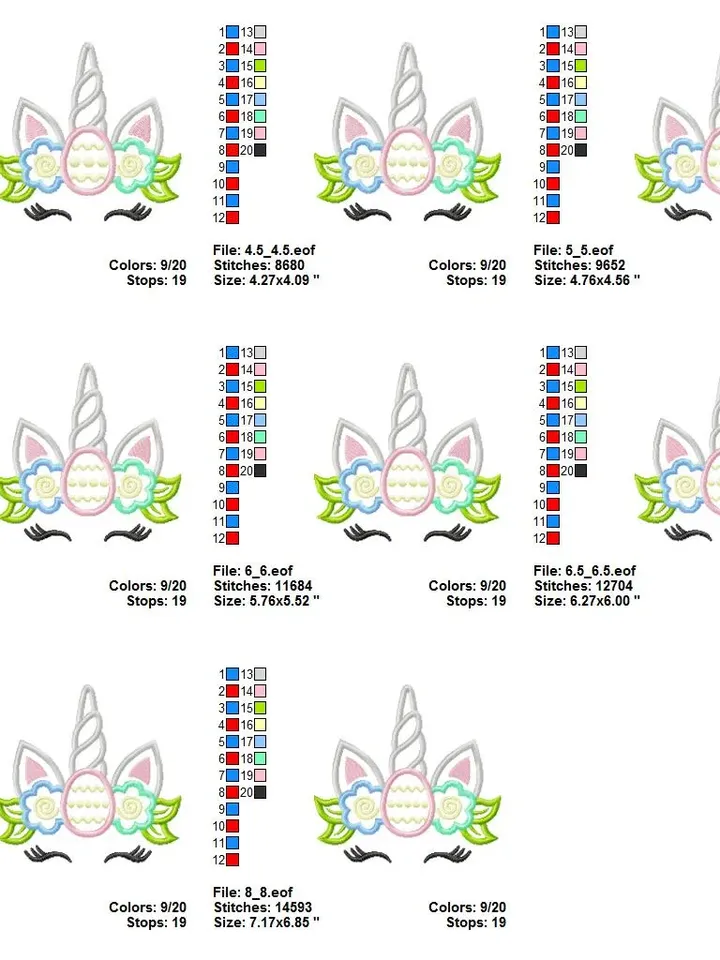 Easter Egg Unicorn with Flowers 1st Easter day outfit Bunny Rabbit My 1st Easter Design applique for Machine Embroidery