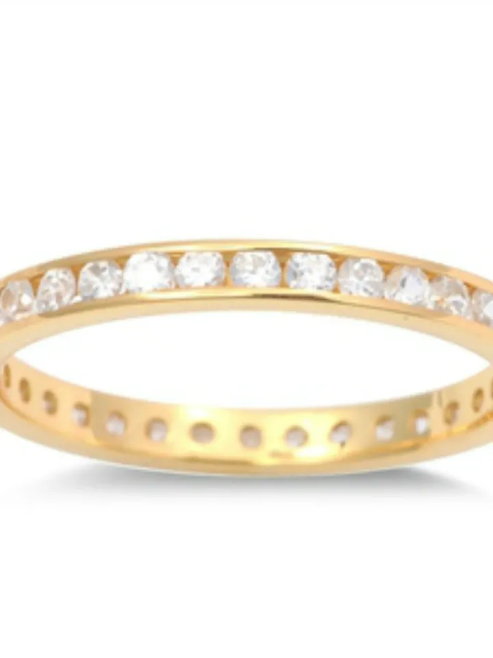 Gold Toe Ring, Gold Thumb Ring, Toe Rings, Gold Eternity Clear Crystal Toe Ring, Eternity Thumb Ring, Wedding Band, Ring Guard, Size 1 to 10