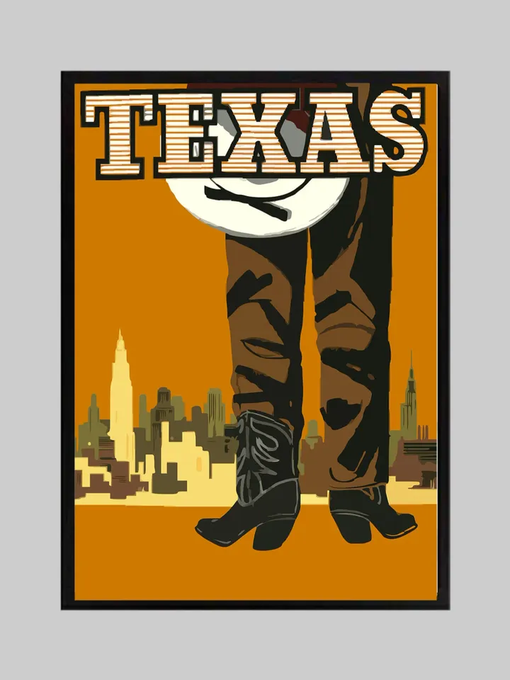 Texas Cowboy Poster Print on Coated Paper Wall Art, Custom Poster, Home Decor,framed without glass.