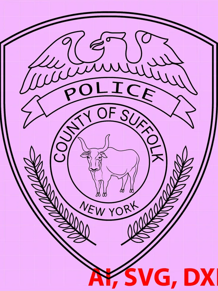 New York Suffolk County Police Badge, Logo, Seal, Custom, Ai, Vector, SVG, DXF, PNG,