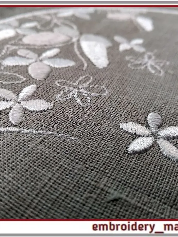 Flowers and butterflies monochrome embroidery designs