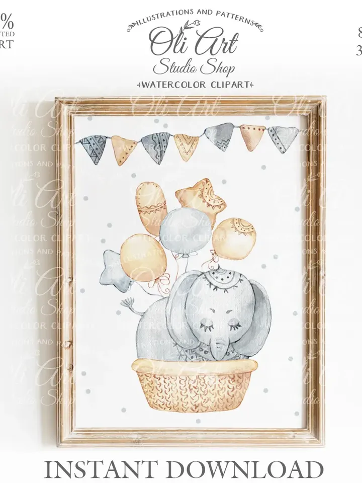 Baby Prints, Nursery Decor, Baby Room Decor, Baby Art, Baby Animal. Png File, Hand Drawn graphics. OliArtStudioShop