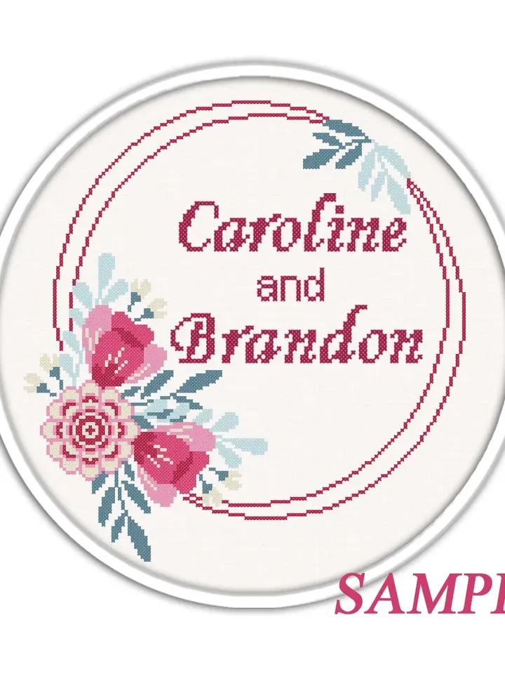Flower border cross stitch pattern. Floral Wreath cross stitch pattern.