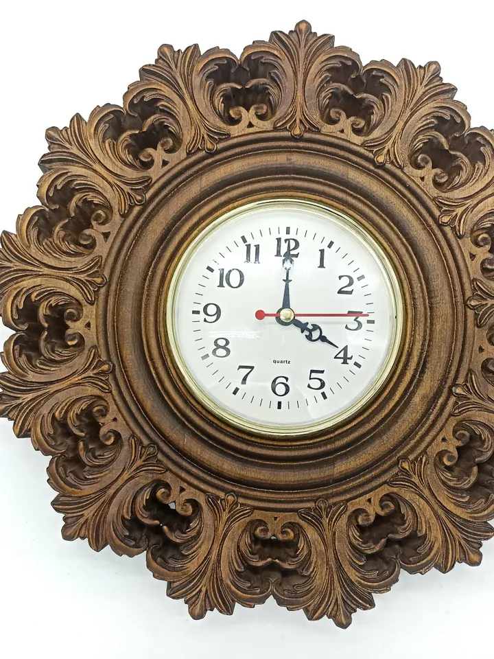 Rustic wall clock, Wall clock, Wooden clock, Wooden wall clock, Wooden Carver Panel, Wooden wall decor, carved wood wall art