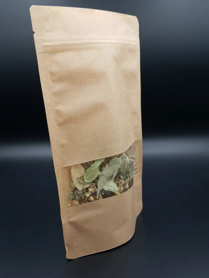 Brown Kraft Clear Window Bag STAND UP Pouch with VALVE Resealable Zipper Locked Mylar Pouch for Coffee and Food Stand up with Heat Sealable
