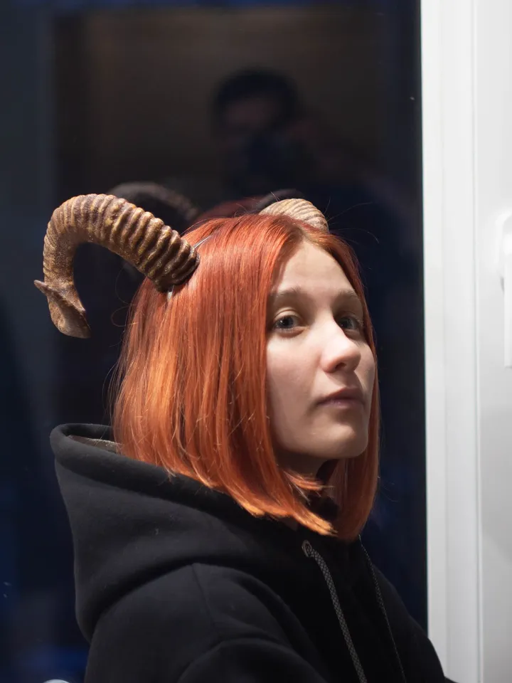 thumbnail image 2 of Gothic Halloween Cosplay Hair Accessory With Realistic Horn 2 of 9