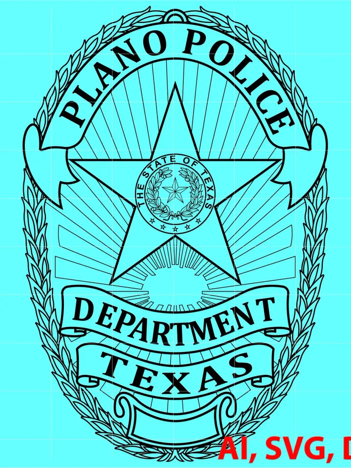 State of Texas Plano Police Department Badge, Logo, Seal, Custom, Ai, Vector, SVG, DXF, PNG, Digital