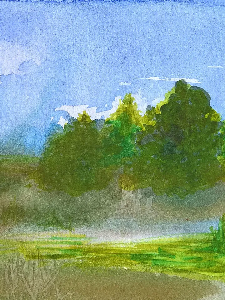 Watercolor paintings of nature Artwork of landscape Original watercolor painting 8.2x11.8 Inches