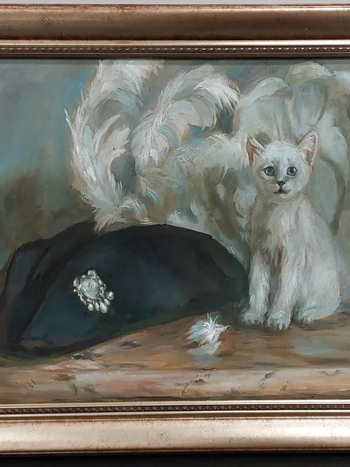 Oil painting cat kitten artwork original art on canvas