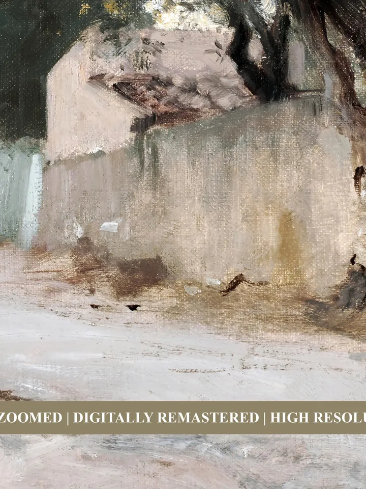 Village Road Painting Vintage Art, Printable Farmhouse Wall Decor, Digital Downloadable | 376