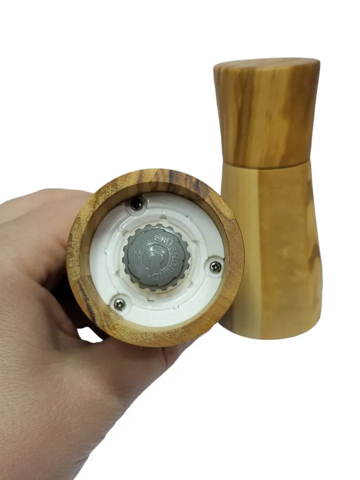 Set of 2 Salt and Pepper Grinders (small) from Olive Wood with CrushGrind ceramic mechanism - Perfect Wedding / Birthday Gift - #Z01