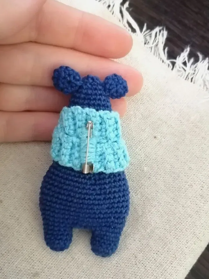 Bear brooch Blue brooch Animal brooch Teddy bear brooch Funny accessory Kids jewelry Handmade brooch Miniature animals