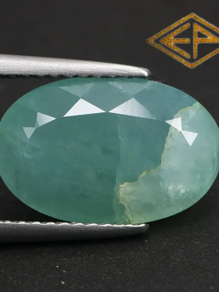 5.67 CT "Emil "Certificate Very Rare100% Natural Blue Greenish Grandidierite