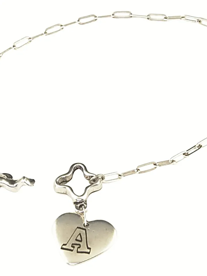 Personalized Gifts For Her, Initial Necklace Personalized, Dainty Letter Heart Necklace, Layered Chain Paperclip Choker Custom Engraving
