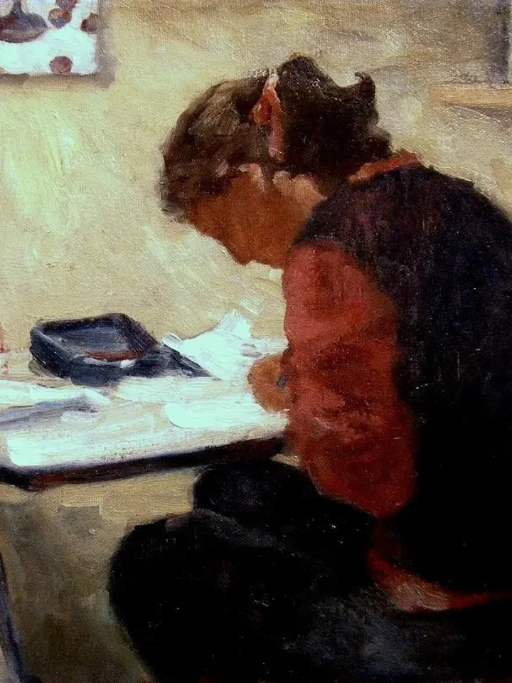 Original Studio Oil Painting -Artist at Night/The Drawing Table- 11x14 Oil on Canvas, American Realism, Contemporary Impressionist Fine Art