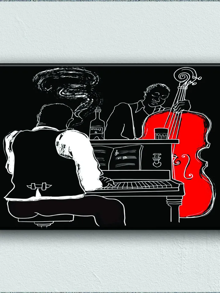 Pianist Print on Canvas , Floating Frame Option, Modern Wall Art, Extra Large Canvas Wall Art