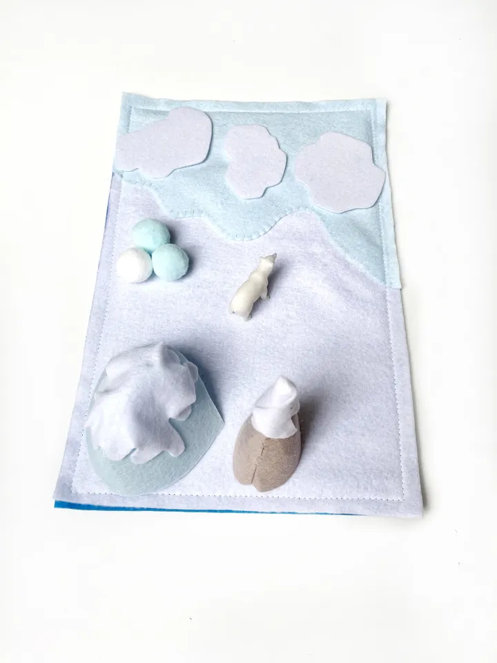 Polar play mat, Arctic playscape, Felt play mat, Arctic small world play, Pretend play toy, Open ended play