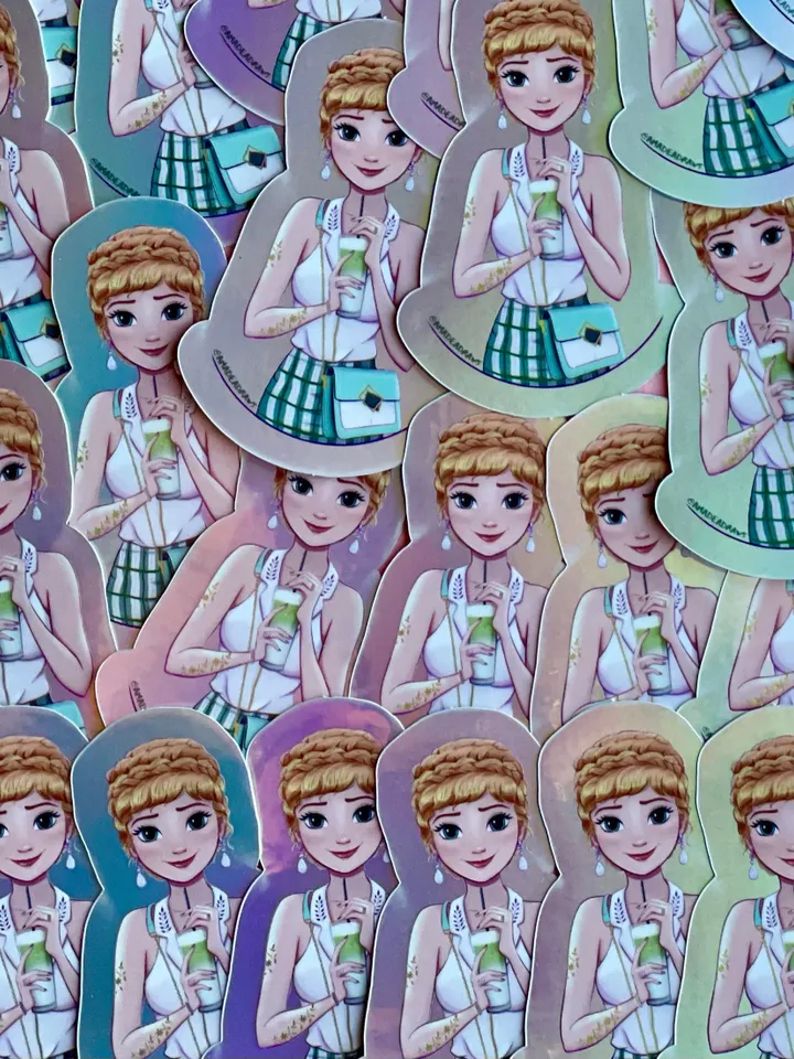 Queen Modern Princess Holographic Sticker | Hydroflask Sticker | Laptop Sticker | Phone Sticker | Small Gift | Kids Gift |Glitter