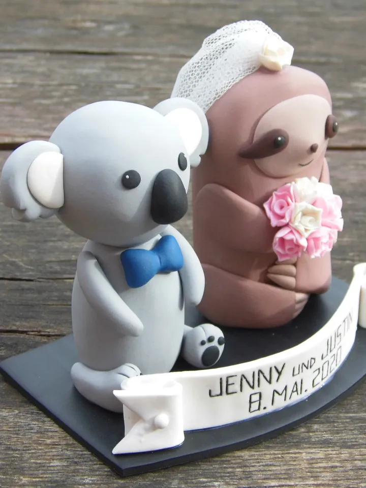 Koala Wedding Cake Topper, Koala Figurine For Wedding, Animal Couple Wedding Cake Topper, Wedding Gift for Couple, Personalized Cake Topper