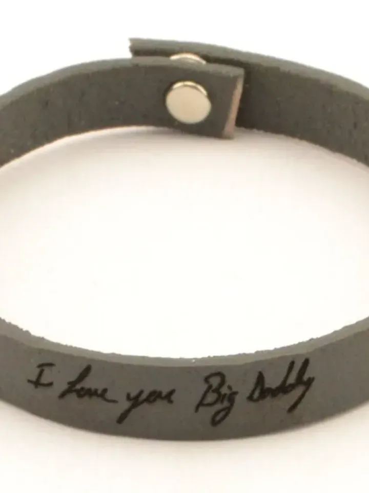 Meaningful Personalized Gifts Couples Actual Handwriting, 2x Custom Engraving Matching Leather Bracelets, Wristband Wedding Gift Bride Groom