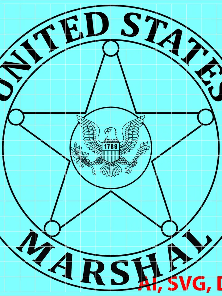 United States Marshal Badge, Logo, Seal, Custom, Ai, Vector, SVG, DXF, PNG, Digital
