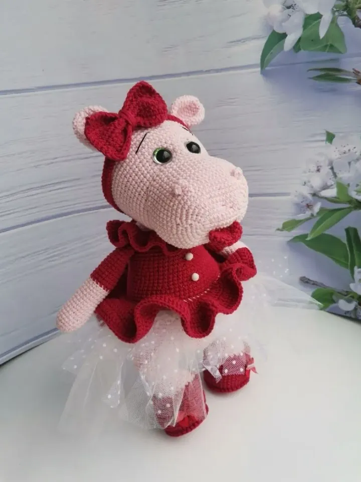 Crochet pattern Hippo amigurumi toy crochet pattern in english PDF file with detailed description and photo