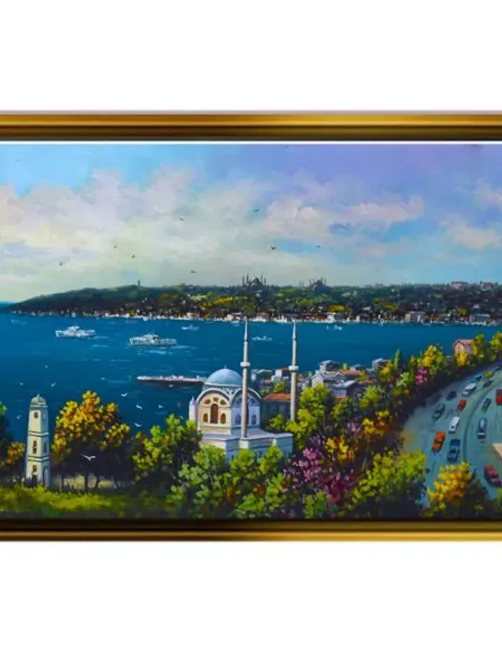 İstanbul Landscape Print on Canvas , Floating Frame Option, Modern Wall Art, Extra Large Canvas Wall Art