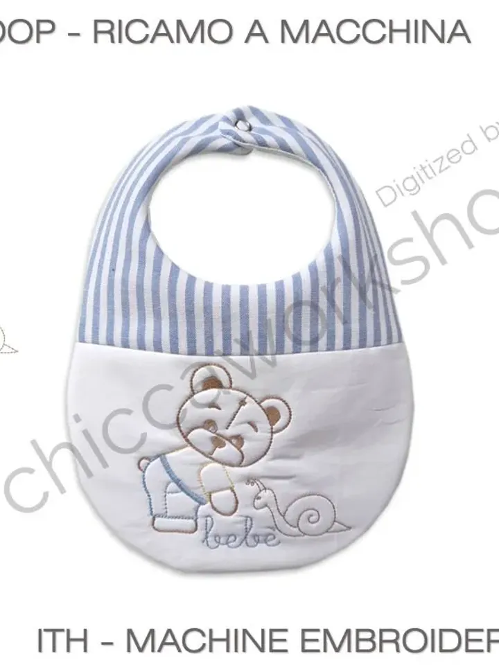 ITH Bavaglino Bicolore Teddy - Ricamo a macchina con tutorial