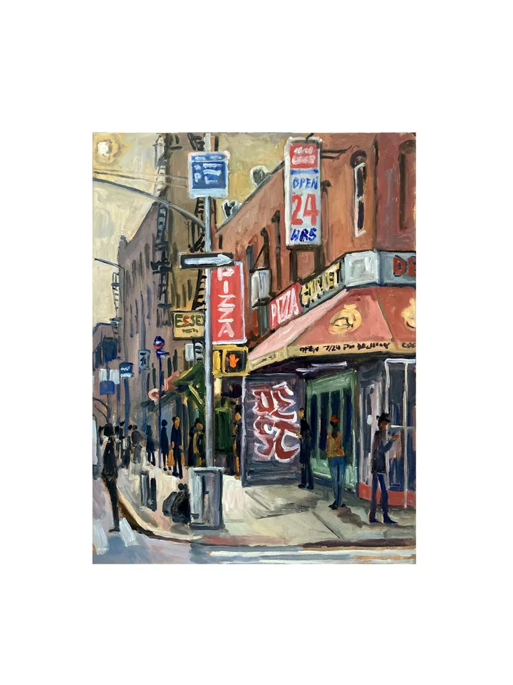 Original NYC Cityscape Painting - From Essex and Rivington/LES- 12x16 Oil on Panel, Urban Impressionist Fine Art