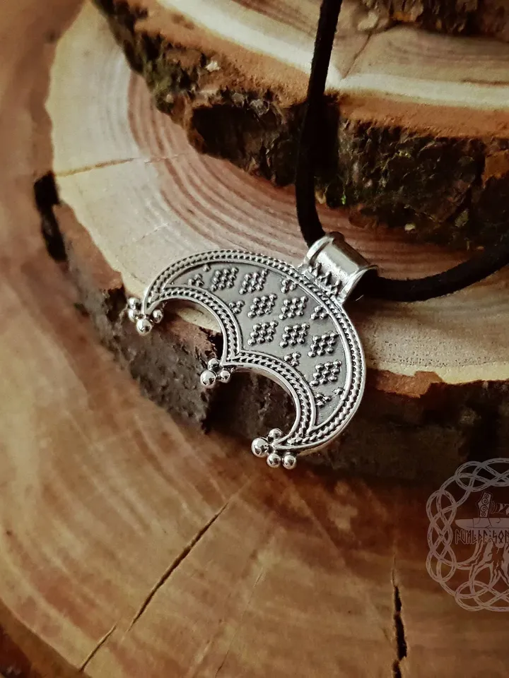 Viking Lunula Pendant, Sterling Silver Lunula Necklace, Viking Jewelry For Women, Norse necklace, Viking Pendant, Viking Women