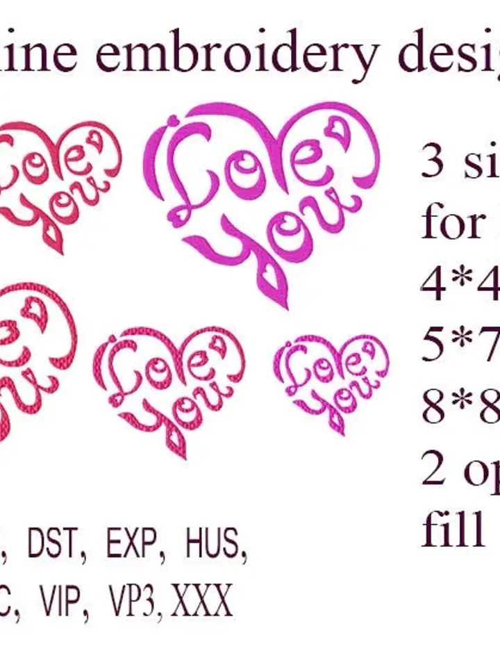 Valentine embroidery designs I love you heart Machine embroidery design Embroidery Frame Instant Download