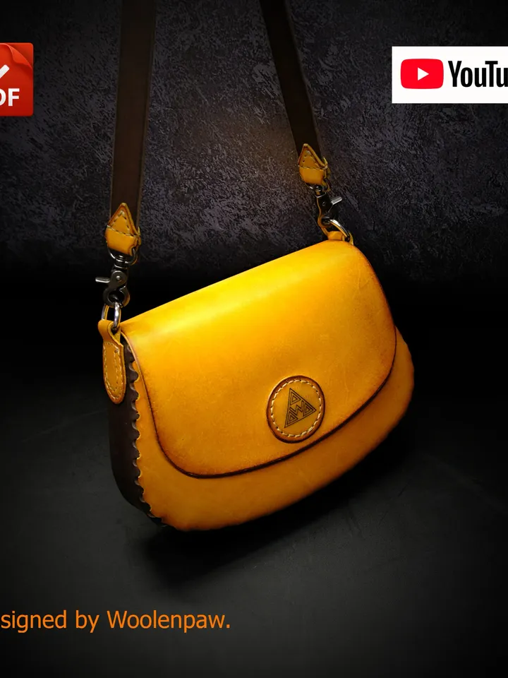Lady's bag, handbag - NS5 Half-stitchless leather pattern by Woolenpaw