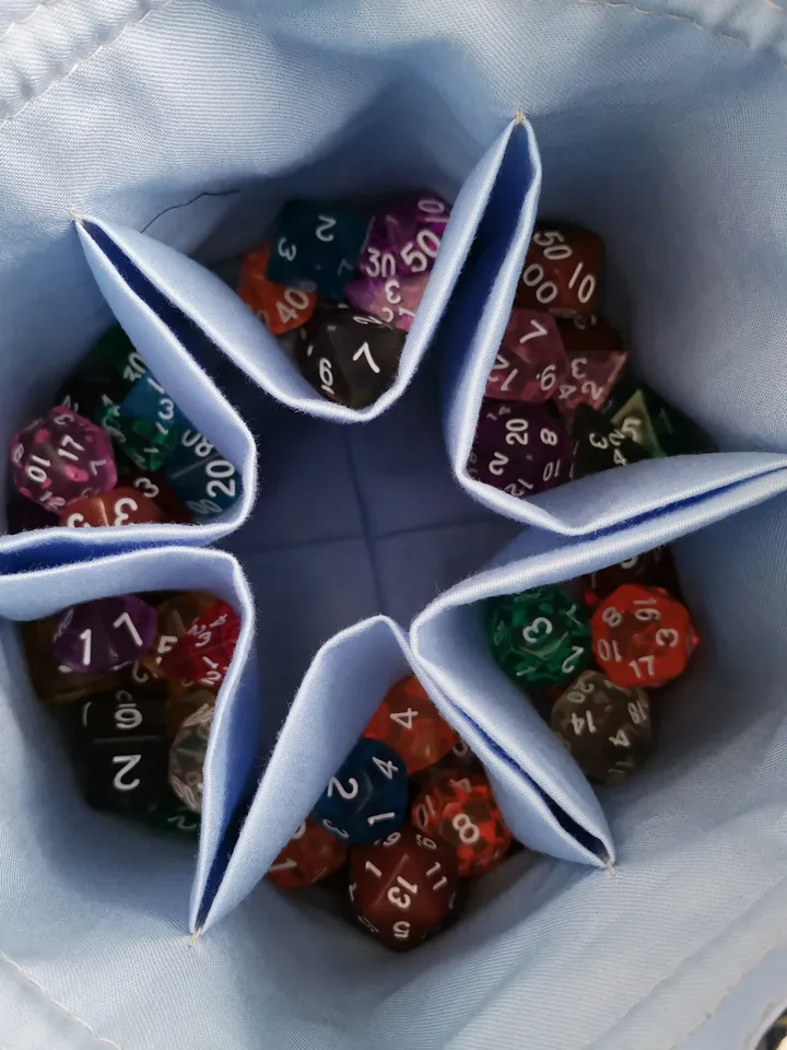 Large dice bag with pockets for 150-200 dice Pink and violet