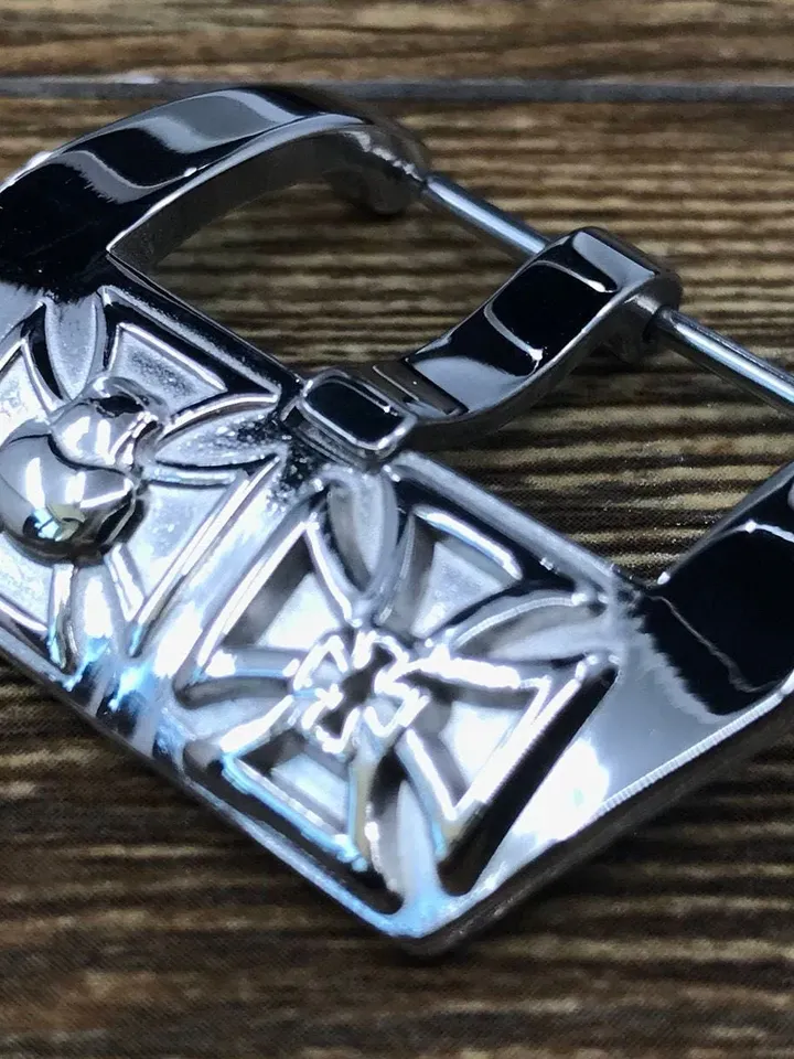24mm Stainless Steel Watch Buckle with Skull Pattern, Leather Watch Strap Closure 26mm, Christmas Gift Ideas for Boyfriend