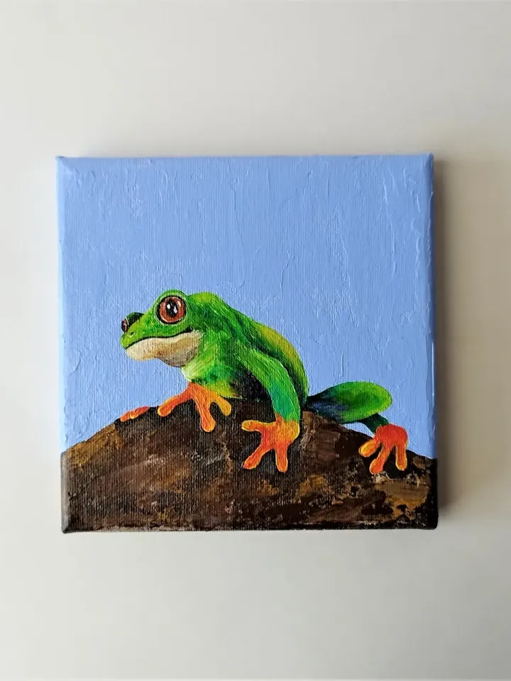 Adorn Your Walls with this Amazing Frog Acrylic Painting - Animal Artwork