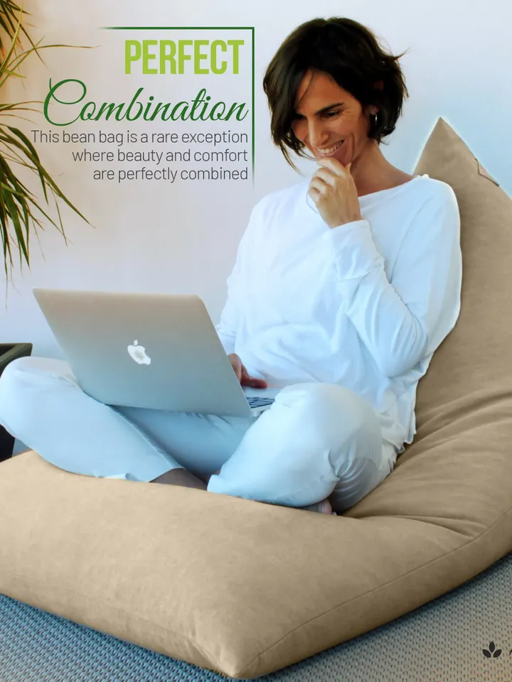 Modern pouf with padding included for young people - Bean Bag Chair giant design exclusive for Salon - Puff XXL Beige