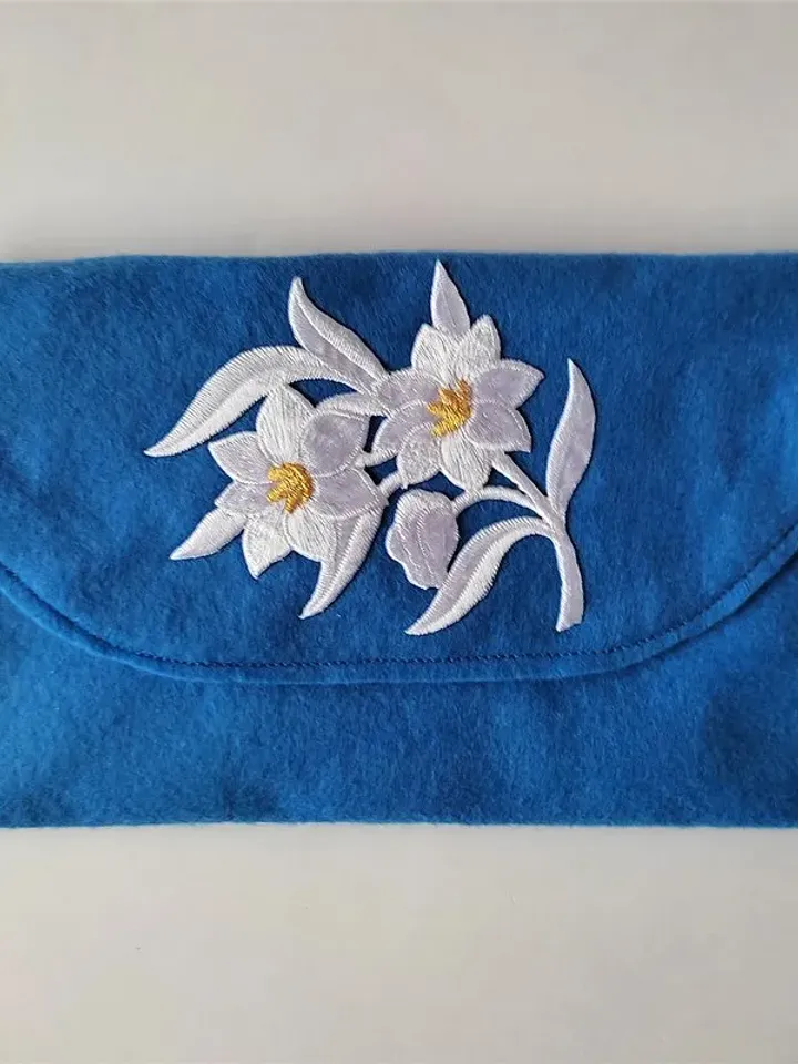 手拿包 Felt clutch blue cosmetic bag small bag flower handbag