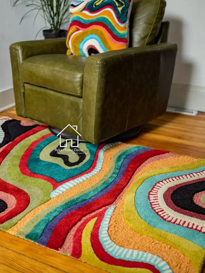 Ayka Handmade Multi Color Tufted 100% Fine wool Trending carpets and rugs for Living Room and for kids room /