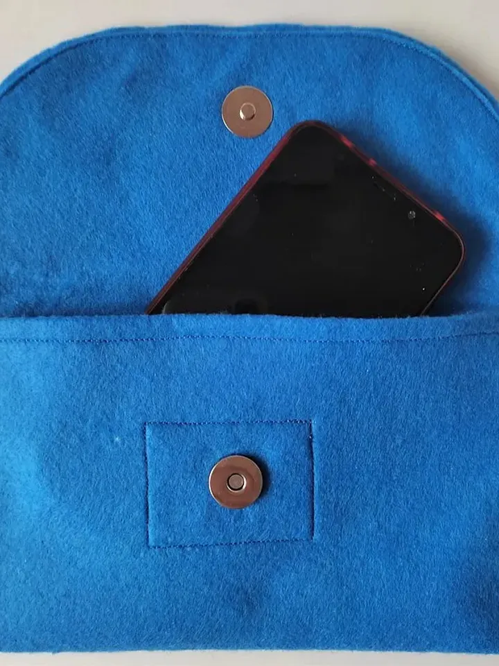手拿包 Felt clutch blue cosmetic bag small bag flower handbag