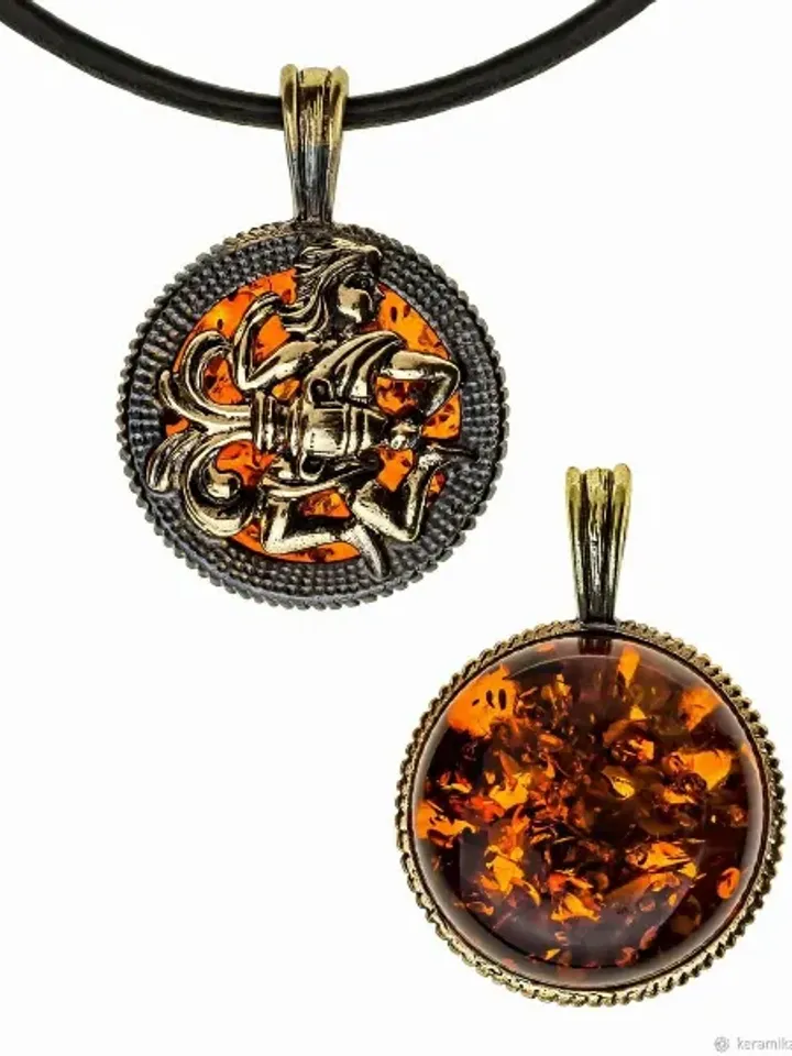 Aquarius Pendant Necklace Men's Jewelry Round Coin Brutal Gold Black Amber Pendant Aquarius Zodiac Gift Best Friend Men