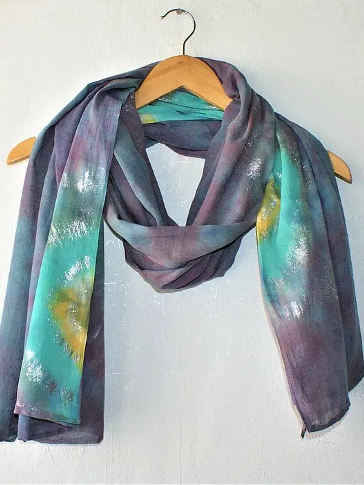 Gray blue cotton scarf Large hand dyed shawl Mother's day gift Tie dye scarf