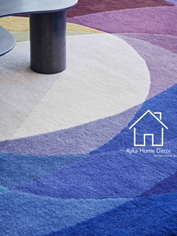 Multi Ribo Round Shape Colourful rug Handmade Area Rug Hand Tuft Rugs Modern Rugs for Living Room Rugs Bedroom rug Designer Area Rug