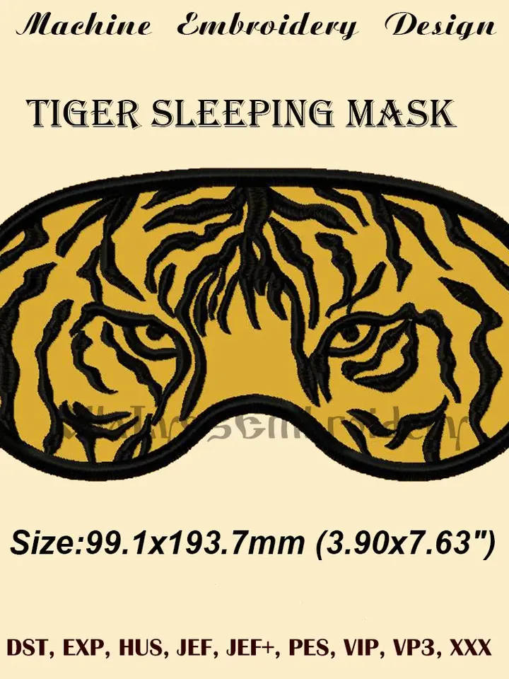 Tiger Sleeping Mask ITH  machine embroidery design