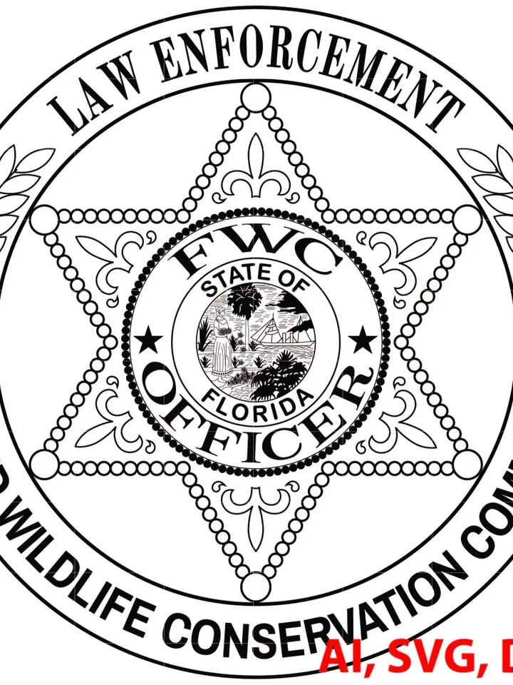 Florida Fish and Wildlife Conservation Commission Law Enforcement Badge, Logo, Seal, Custom, Ai, Vector, SVG, DXF, PNG, Digital