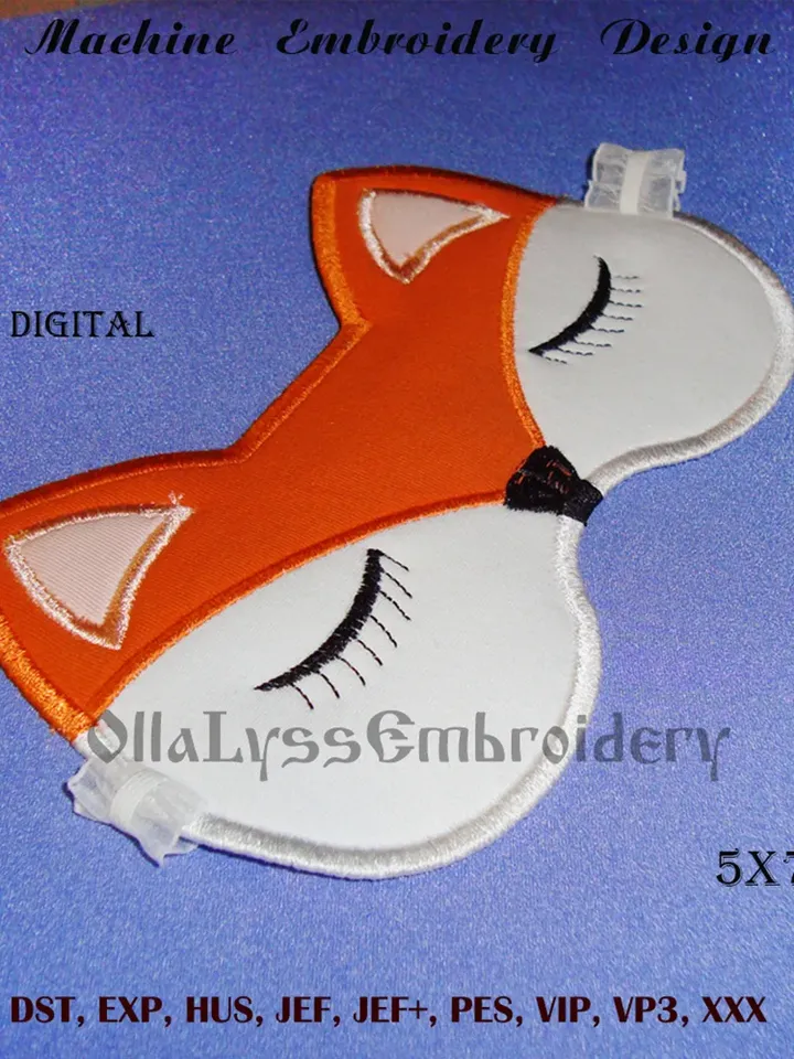 Fox Sleeping Mask ITH machine embroidery design